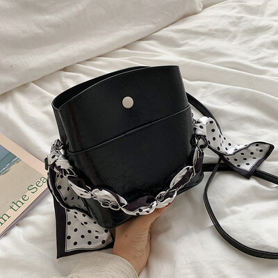 

Advanced sense of foreign style womens bag ins Korean scarf bag new 2019 Joker bucket bag shoulder Messenger bag