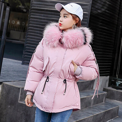

Roseonmyhand Fashion Outerwear Long Sleeve Hooded Jackets Cotton-padded Pockets Bandage Coats