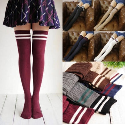 

Women Girl Stripe Stripy Striped Over The Knee Thigh High Stockings Long Socks