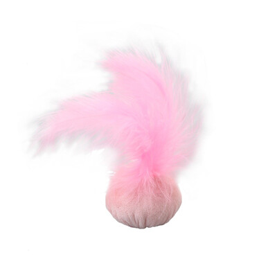 

Pet Cat Cute Plush Ball With Feathers Funny Cat Toy Feather Color Mixing Cat Boring Toy Bite Resistant