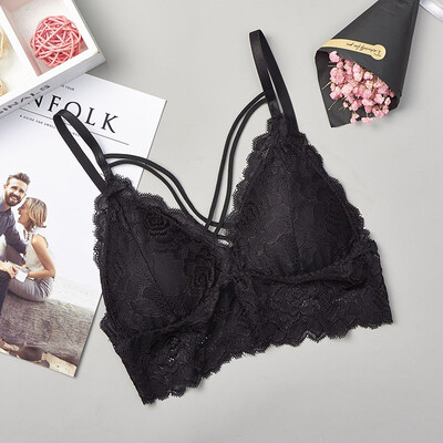 

Womens Bra Lace Floral Padded Bralette Underwear Sexy Lady Bra Back Cross None Closure Intimates
