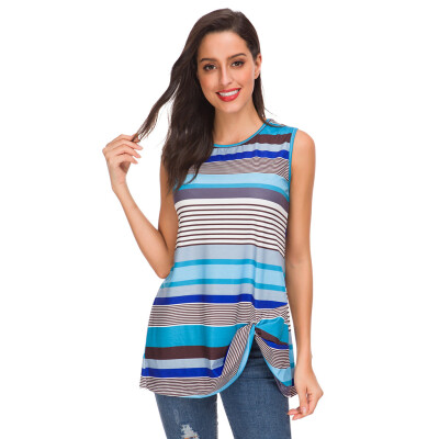 

Nomeni Women Casual Summer Fashion Unregular Stripe Sleeveless Blouse Tops