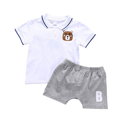 

Summer Baby Boys Clothes Baby Girl Clothing Sets Short Sleeve Cartoon Bear Print Tops T-shirt Shorts Toddler Casual Outfits