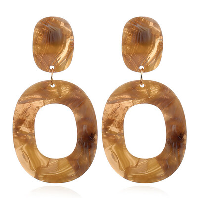 

New Fashion Big Vintage Colorful Oval Geometry Acrylic Statement Drop Earrings For Women Jewelry Gift Accessories