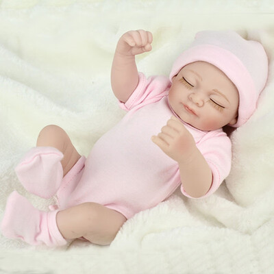 

Mini pink 10inch Reborn Baby Dolls Full Silicone Baby Doll Body