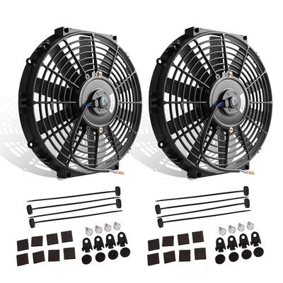 

2pcs 12"inch Universal Slim Pull Push Electric Radiator Cooling Fan 12V Mount Kit