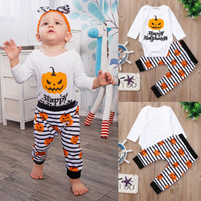 

Toddler Infant Baby Girls Boys Letter Romper Pants Halloween Costume Outfits Set