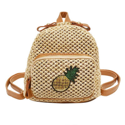 

Pineapple Print Travel Backpacks Women Woven Small Shoulder Crossbody Bags