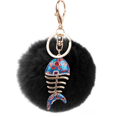 

Creative Smart Fishbone Keychain Rex Rabbit Plush Pendant Bag Mobile Phone Charm Fashion Pendant