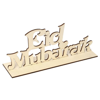 

Wood Eid Mubarak Ornament Muslim Ramadan Party Home Festival Decoration