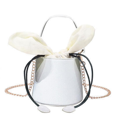 

Drawstring Bag PU Bucket Crossbody Handbag Chain Women Bow Shoulder Bags