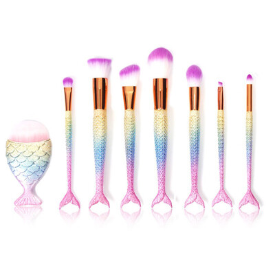

〖Follure〗New Arrival 8Pc Mermaid Foundation Eyeshadow Contour Eye Lip Makeup Brushes Set
