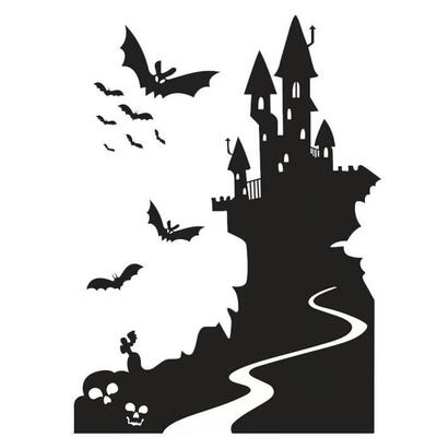 

Greensen Halloween Black Castle Bats Wall Sticker Removable Decal for Window Living Room Home DecorWall Sticker Wall Decal