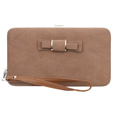 

Fashion Women Bowknot Large Capacity Cash Card Holder Long Wristlet Bag Wallet