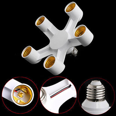 

Siaonvr E27 To 27 E27 Base LED Converter Adapter Socket Splitter Light Lamp Bulb Holder