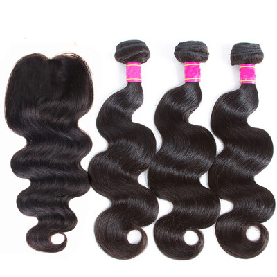 

Amazing Star Brazilian Virgin Hair Bundles with Closure Body Wave with Closure Human Hair with Closure Free Part