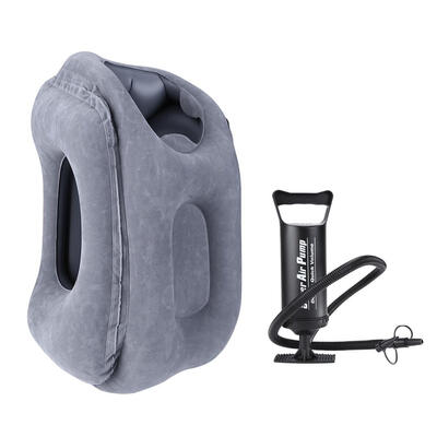

PVC Inflatable Travel Flocking Pillow Portable Foldable Cushion for Sleep