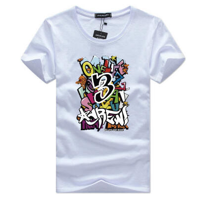 

Mens Cotton T-shirt Letters Printed Casual Fashion T-shirt Mens Outdoor Fun Fitness T-shirt Street Hip-hop Clothing