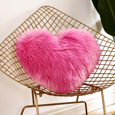 

Heart Shape Fluffy Faux Fur Plush Soft Sofa Chair Bed Room Decor Pillow Case Cushion Cover