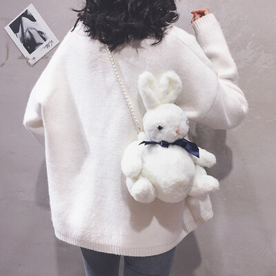 

Rabbit small bag female 2019 new fashion wild cute plush bag Korean version of the foreign hair wool shoulder Messenger bag
