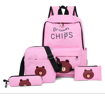 

4 piece set middle school student schoolbag big children travel backpack waterproof bag shoulder bags Boy girl handbag backpacks