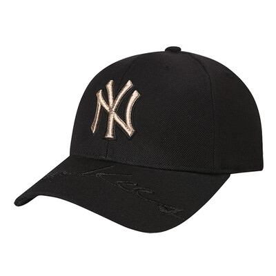 

MLB Baseball Cap Men&Women Couple Hat NY Yankees Caps Black Letters Hard Top Korean Trend Caps Black Gold Standard NY Caps Adjustable 55cm-59cm