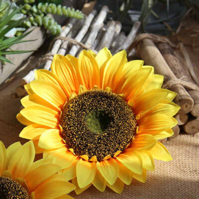 

Gobestart Fake Silk Artificial Sunflower Flower Heads Bouquet Floral Garden Home Decor A