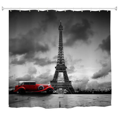 

Tower&Car Polyester Shower Curtain Bathroom Curtain High Definition 3D Printing Water-Proof Anti-Mold Multiple Sizes