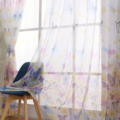 

Butterfly Printed Gauze Curtain Durable And Washable Curtain For Home Window Decoration 1m2m