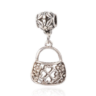 

Tibetan Style Alloy European Dangle Beads Large Hole Pendants Hand Bag 40mm Hole 5mm Antique Silver 40mm Hole 5mm