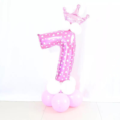 

FUNNYBUNNY Mix set 30" Numbers 0-9 pink&Blue Typ foil balloons Birthday Party balloons Pink With Crown Shape