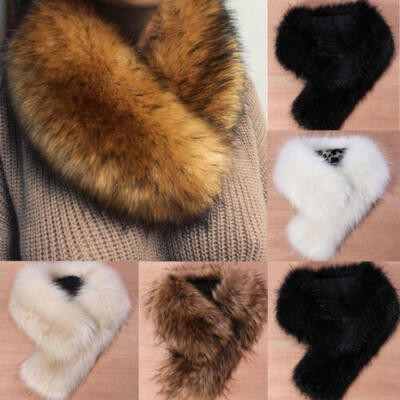 

Faux Fox Fur Collar Scarf Fluffy Winter Warm Shawl Wrap Neck Stole Scarfs Chic