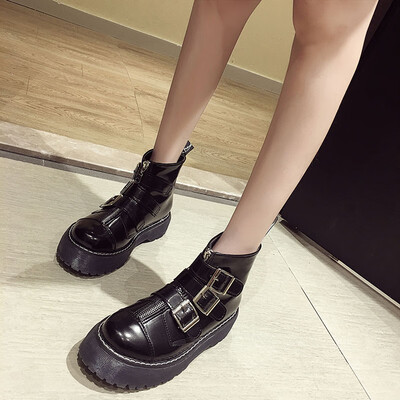 

Martin Boot Girl Autumn Korean version of zipper Locomotive shoes Fashion thick bottom thick heel boots
