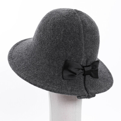 

Korean literature&art butterfly bonnet solid color wool knitted fisherman hat female big edge folding warm wool hat winte