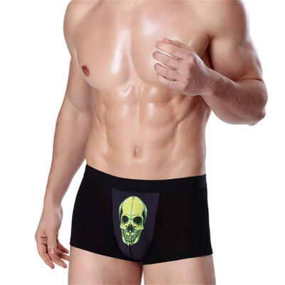 

Mens Modal Sexy Silk Printing Breathable Boxers Underwear Taste 3D Skull Pattern 6 Colors Optional