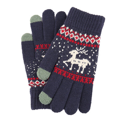 

Christmas Deer Knitted Gloves Women Thicken Touch Screen Gloves Winter Warm Snow Elk Full Finger Mittens Xmas Gift