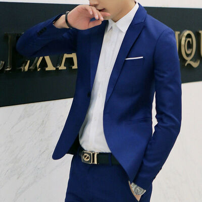 

New Mens Casual Slim Fit One Button Suit Blazer Business Coat Jacket With Pocket