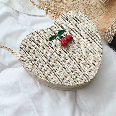 

Tailored Womens Fashion Cherry Accessories Solid Color Messenger Bag Love Woven Bag