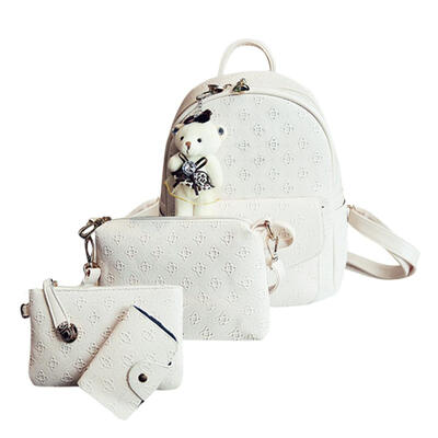 

4pcs Women Composite Bags PU Bear Backpack Clutch Handbag Crossbody Bag