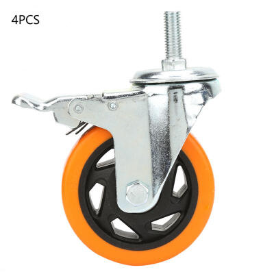 

Greensen 4pcs 4 inch Orange Universal Swivel Bearing Caster Wheels for Trolley Light Cars with Brake