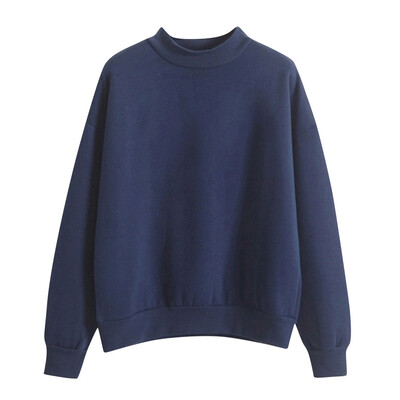 

Toponeto Women O-Neck Solid Color Turtleneck Long Sleeve Plus Velvet Sweatshirt