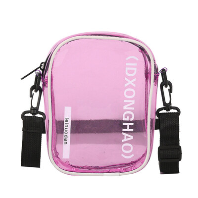 

Simple Letter Print Transparent Square Small Women Zip Crossbody Shoulder Bag