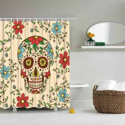 

The Skeleton Flowers Polyester Shower Curtain Bathroom Curtain High Definition 3D Printing Water-Proof
