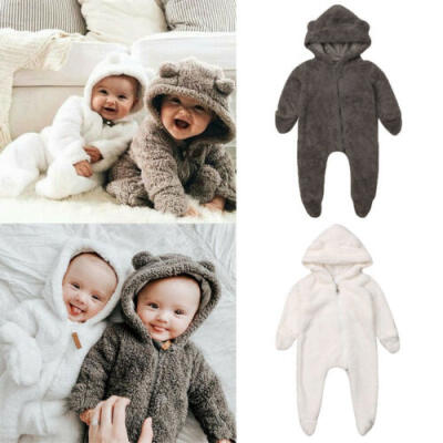 

Newborn Baby Infant Boys Girls Romper Hooded Jumpsuit Bodysuit Outfits Clothes