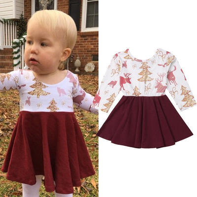 

New Christmas Kids Baby Girls Twirl Dress Princess Party Pageant Xmas Tutu Dress