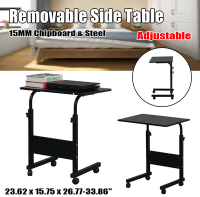 

Rolling Side Table Book Storage Display Shelves Sofa End Console Table Black