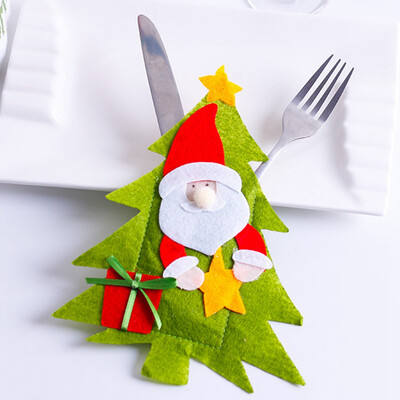 

Creative Christmas Tree Decoration Dinnerware Cover Candy Bags Xmas Fork Tableware Bag