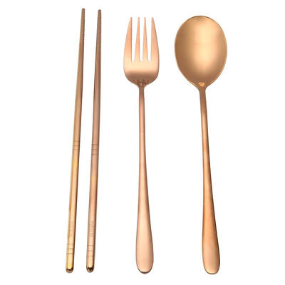 

4pcs Portable Stainless Steel Tableware Set Spoon Fork Chopsticks Gifts
