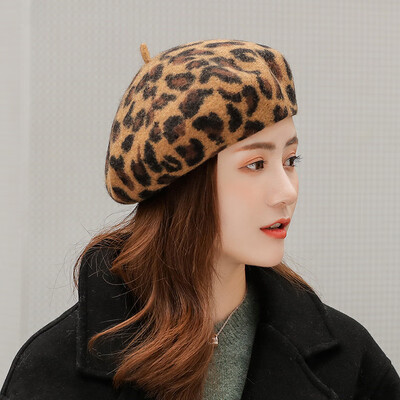 

Dongyun Japanese Fashion Leopard-print Beret Hat New Autumn&Winter Female Artist Hat Literature&Art Pumpkin Hat Tide