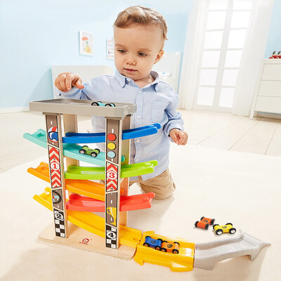 

Toddler Toys Track Boys And Girls Gifts Wood Car Ramp Racing 6 Mini Cars